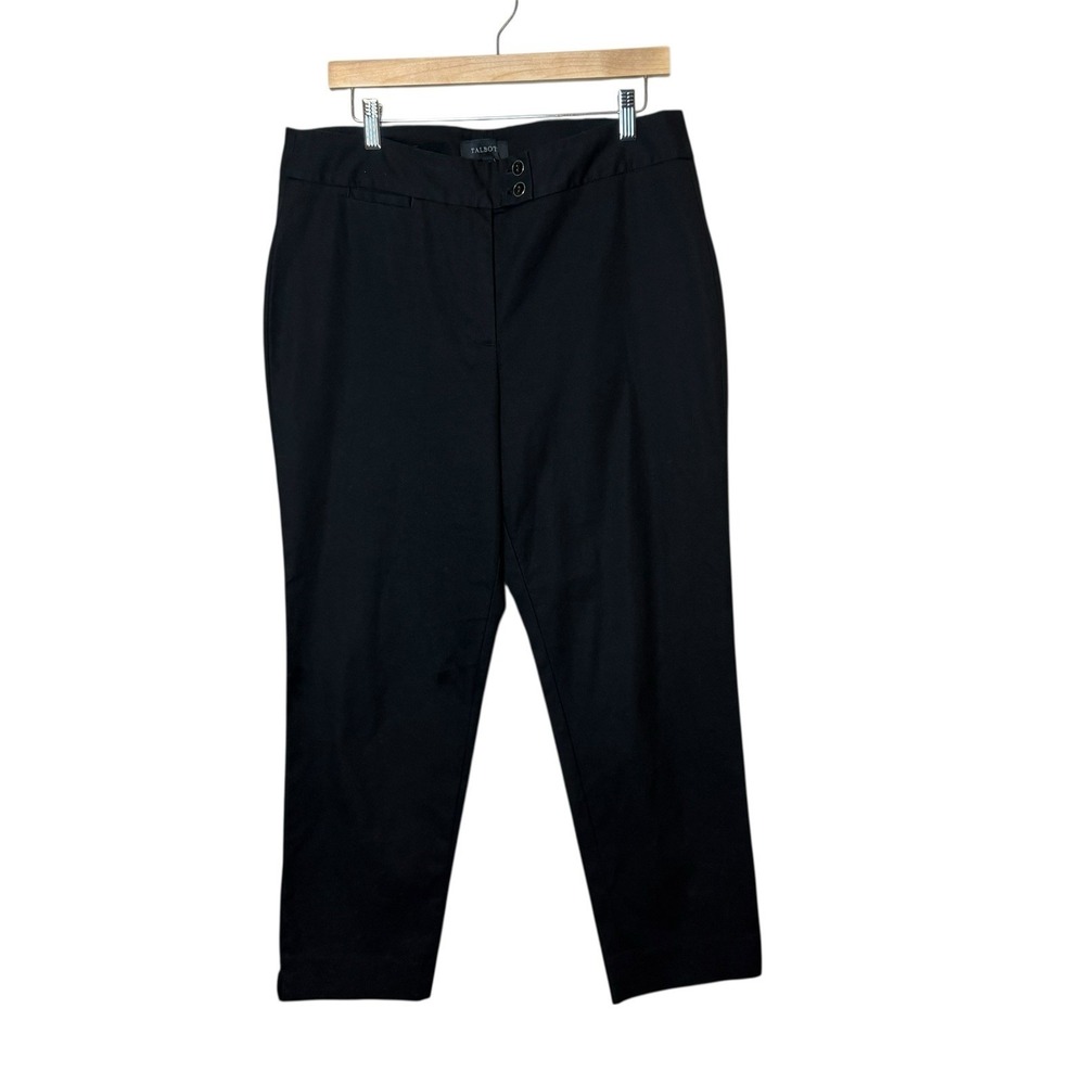 Talbots Heritage Dress Pants Women Size 12 Black Crop Straight Leg Textured Work